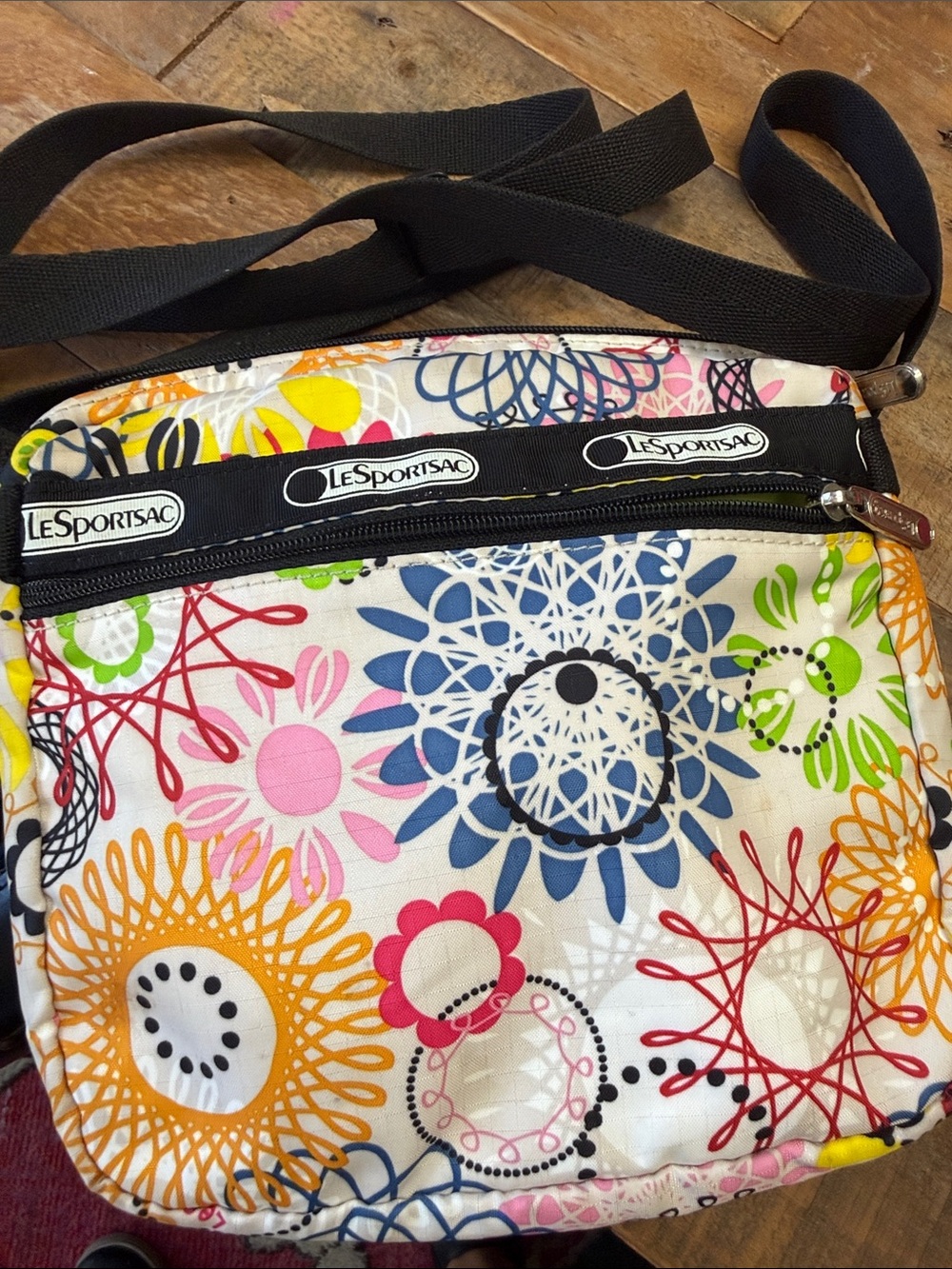 Lesportsac Floral Multicolor Crossbody Bag in White, Blue, Yellow, Pink, Green